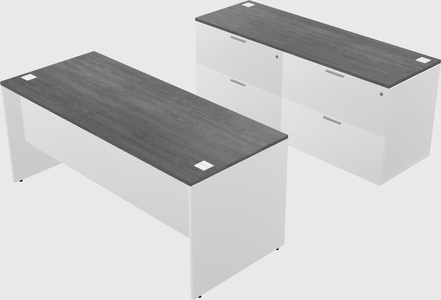Parallel desk with credenza