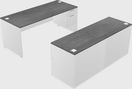 Parallel desk with credenza