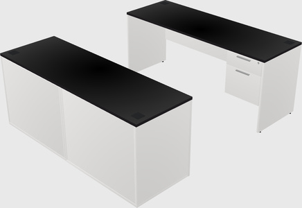 Parallel desk with credenza