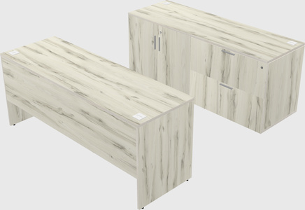 Parallel desk with credenza