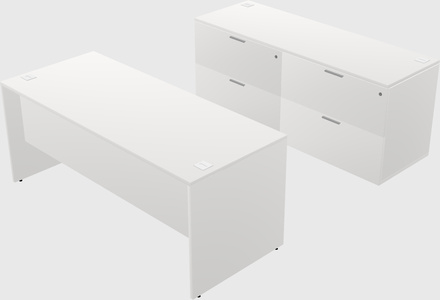 Parallel desk with credenza