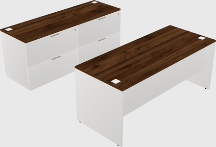 Parallel desk with credenza
