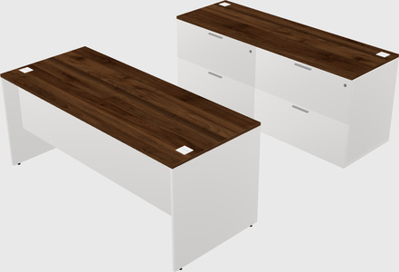 Parallel desk with credenza