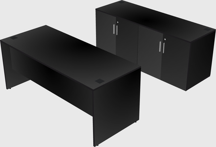 Parallel desk with credenza