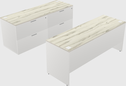 Parallel desk with credenza