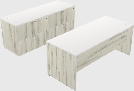 Parallel desk with credenza