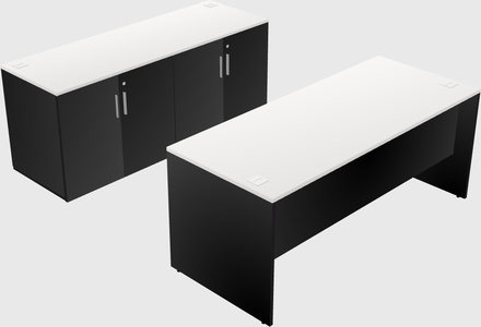 Parallel desk with credenza