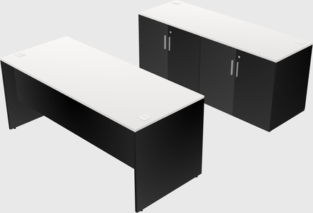 Parallel desk with credenza