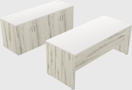 Parallel desk with credenza