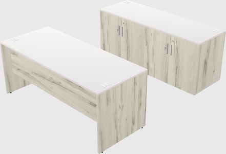Parallel desk with credenza