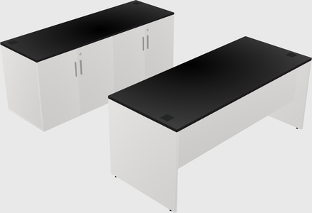 Parallel desk with credenza