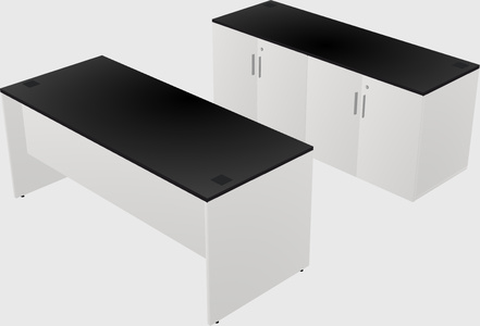 Parallel desk with credenza