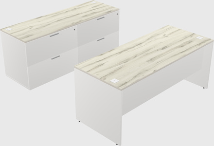 Parallel desk with credenza
