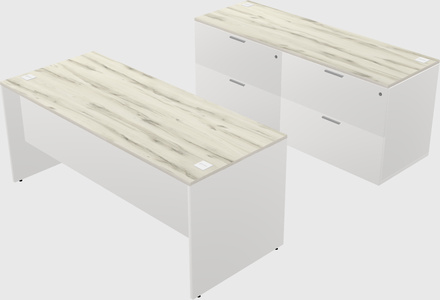 Parallel desk with credenza
