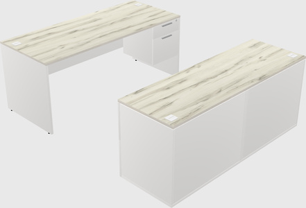 Parallel desk with credenza