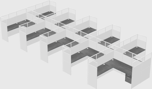 Shared l-shaped cubicle
