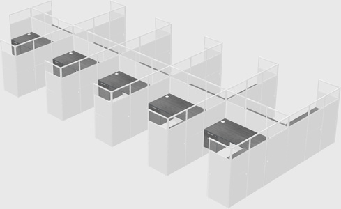 Shared l-shaped cubicle