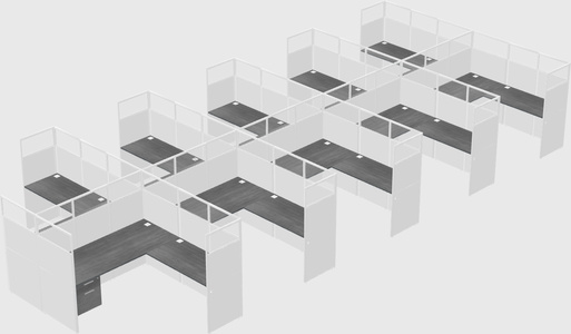 Shared l-shaped cubicle