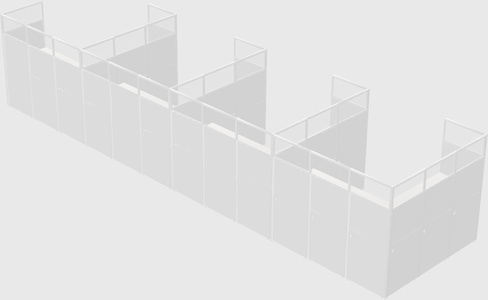 Shared l-shaped cubicle