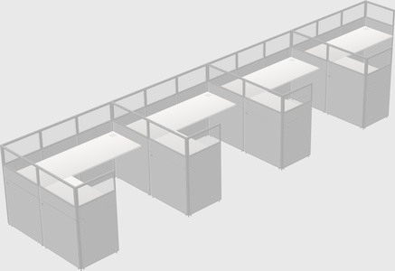 Shared l-shaped cubicle