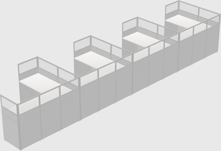 Shared l-shaped cubicle