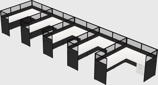 Shared l-shaped cubicle