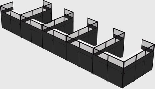 Shared l-shaped cubicle