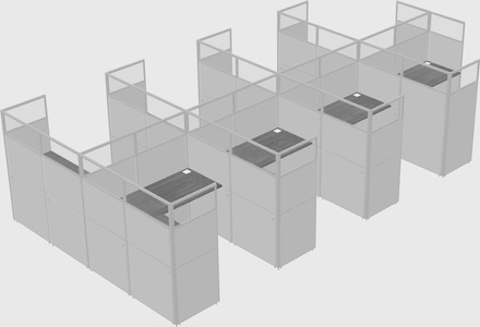 Shared l-shaped cubicle