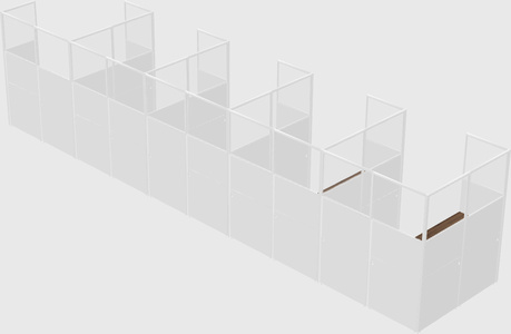 Shared l-shaped cubicle