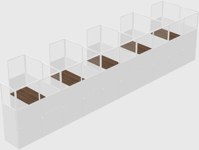 Shared l-shaped cubicle
