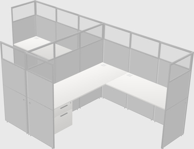 Shared l-shaped cubicle