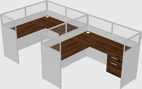 Shared l-shaped cubicle