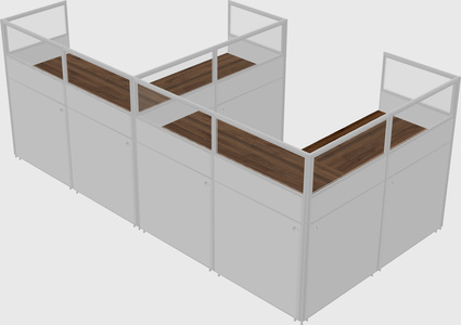 Shared l-shaped cubicle