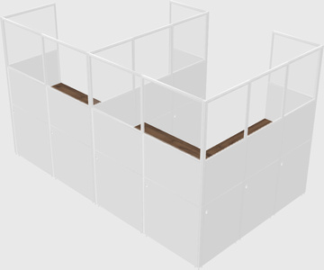 Shared l-shaped cubicle