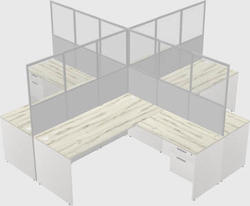 Nakabahaging l-shaped na mga cubicle