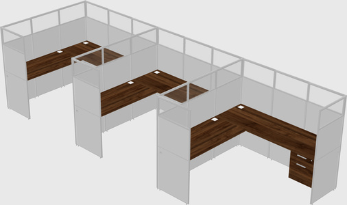 Shared l-shaped cubicle