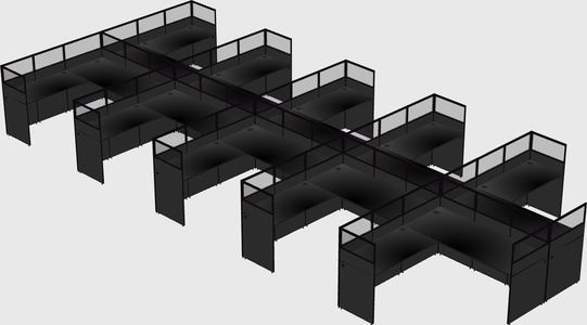 Shared l-shaped cubicle