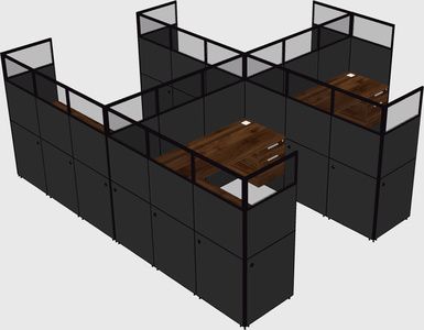 Shared l-shaped cubicle