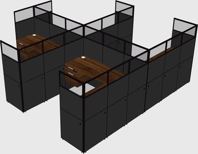 Shared l-shaped cubicle