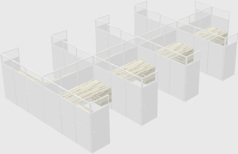 Shared l-shaped cubicle