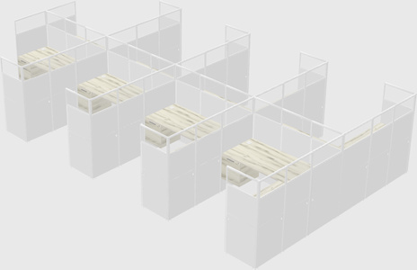 Shared l-shaped cubicle