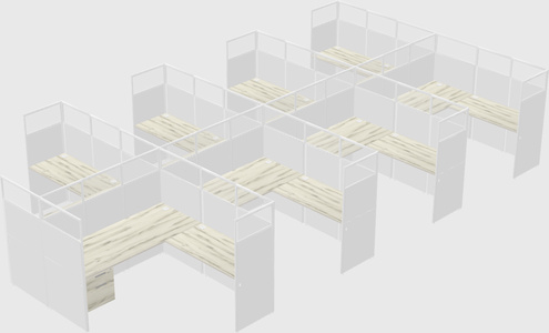 Shared l-shaped cubicle