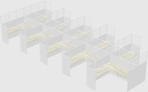 Shared l-shaped cubicle
