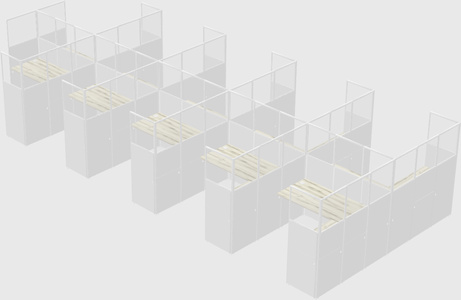 Shared l-shaped cubicle