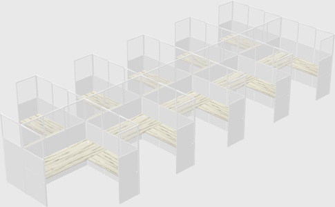 Shared l-shaped cubicle