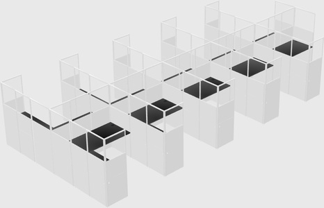 Shared l-shaped cubicle