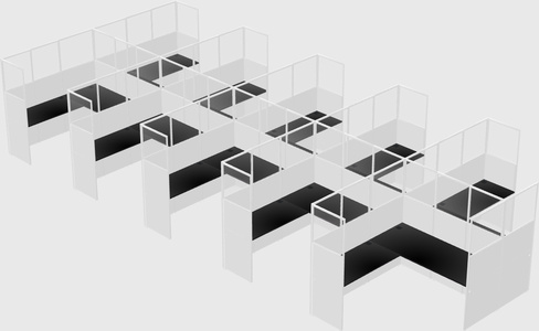 Shared l-shaped cubicle