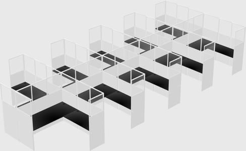 Shared l-shaped cubicle