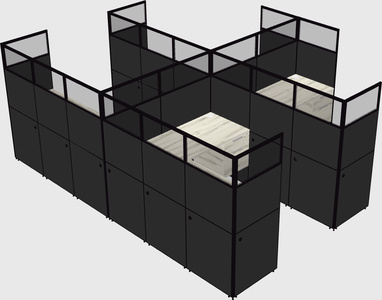 Shared l-shaped cubicle