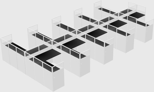 Shared l-shaped cubicle